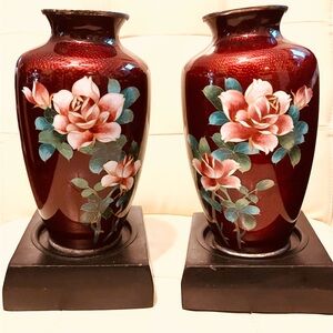 Elegant Floral Red Vases